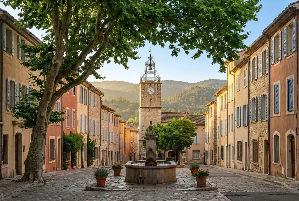 Piazza e torre dell'orologio nel centro storico di Draguignan